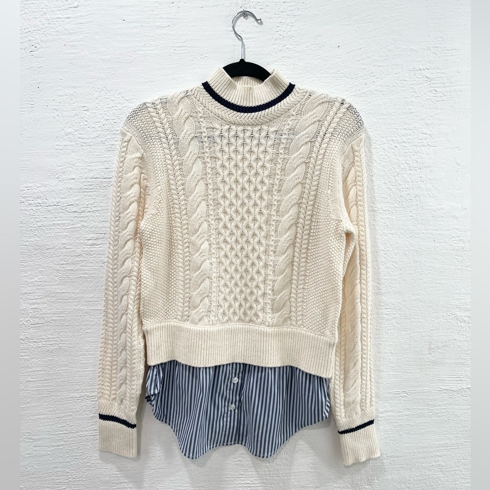 Veronica Beard Fritz Mixed Media Sweater in Ivory - Picture 2 of 5